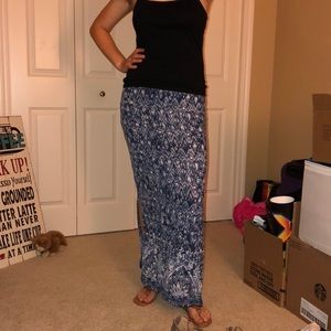 blue patterned maxi skirt/dress